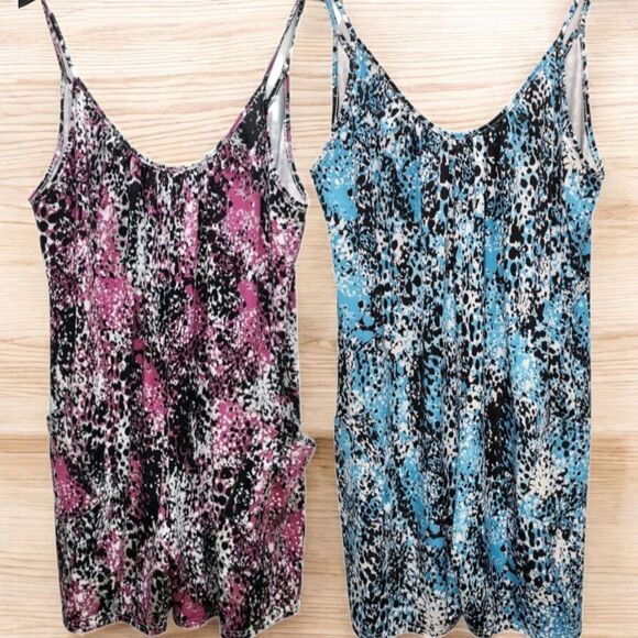 Unbranded Pants - Rompers Set Of 2 Womens 2XL Scoop Neck Pockets Unbranded Pink Black Blue Casual